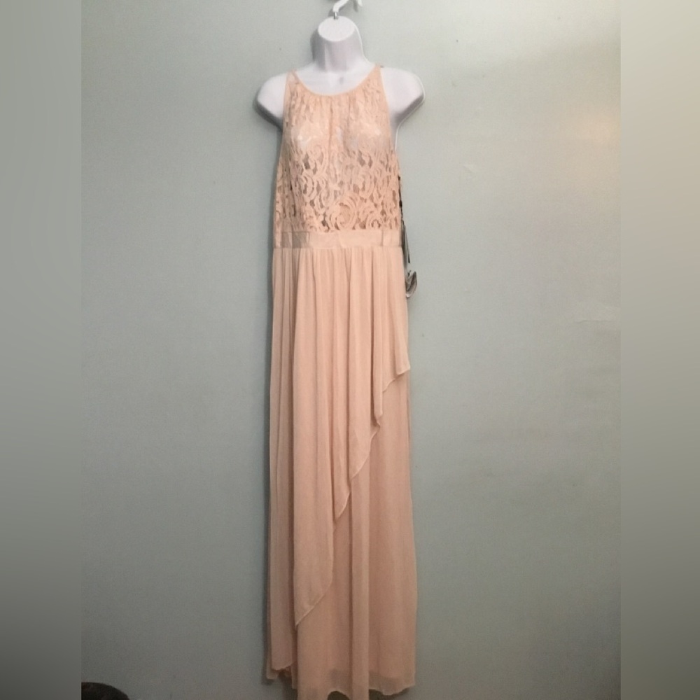 Adrianna Papell Blush Pink Lace-Trim Dress